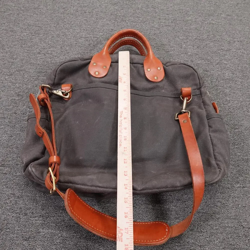 Winter Session Garrison Bag Waxed Canvas Mens Gray Briefcase Leather Strap